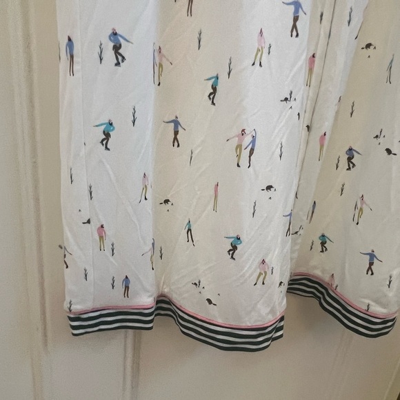 NWT new large Anthropologie briar pajama pants winter ice skate print white ski - Picture 7 of 17